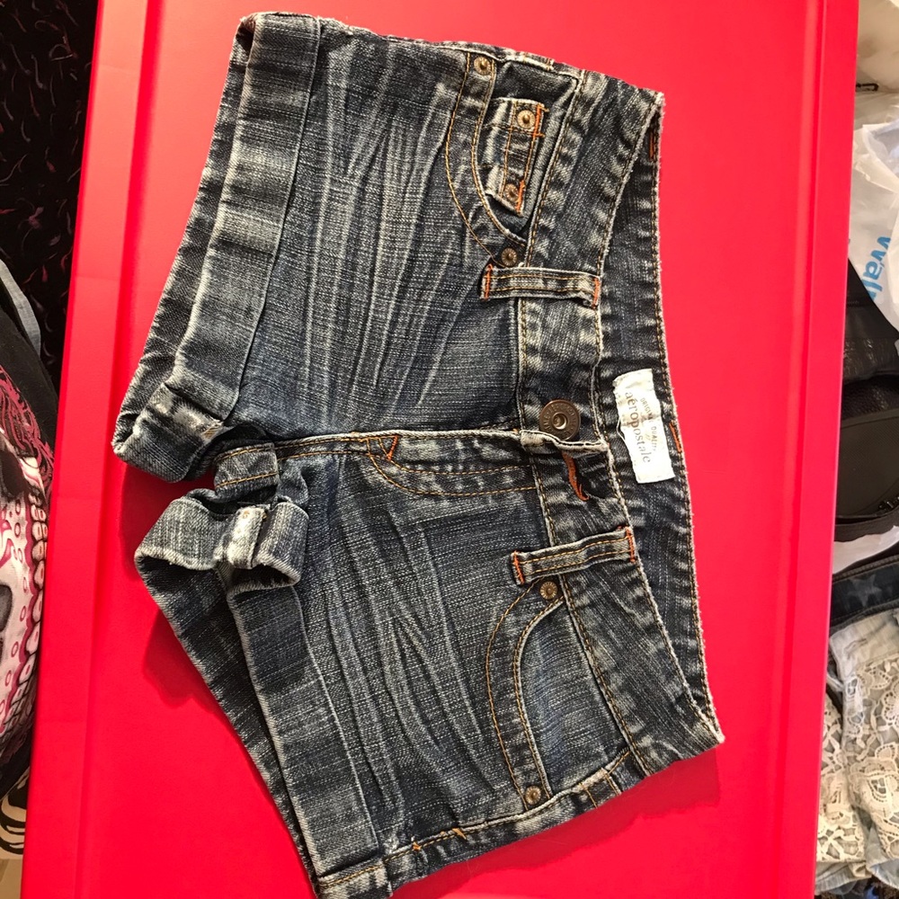 Aeropostale jeans shorty shorts size 0 blue